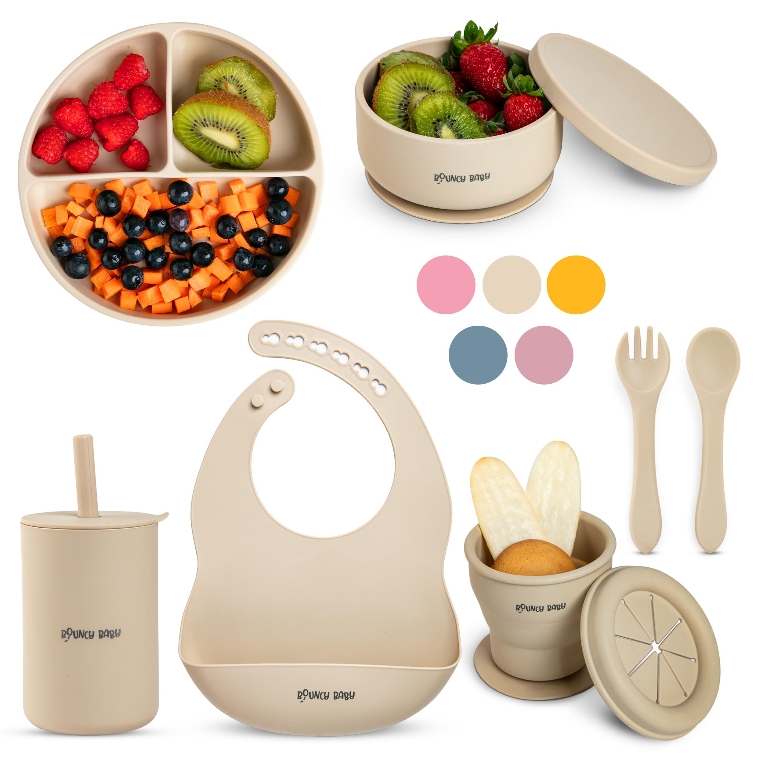 Bouncy Baby Silicone Baby Feeding Set 8 PCS